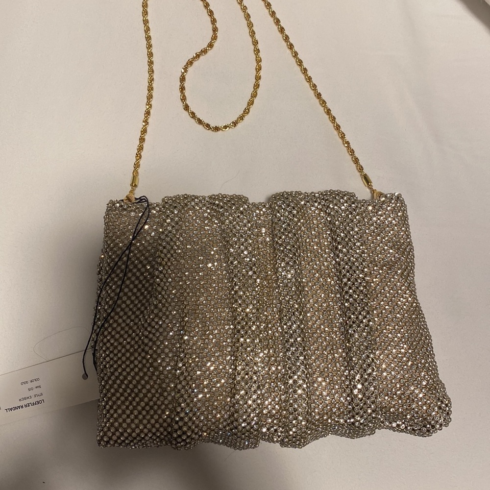 LOEFFLER RANDALL Ember Gold Diamanté Gathered Clutch